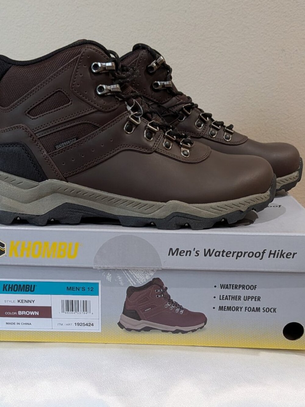 New Khombu Kenny Men's Waterproof‎ Hiker Shoes Brown 12